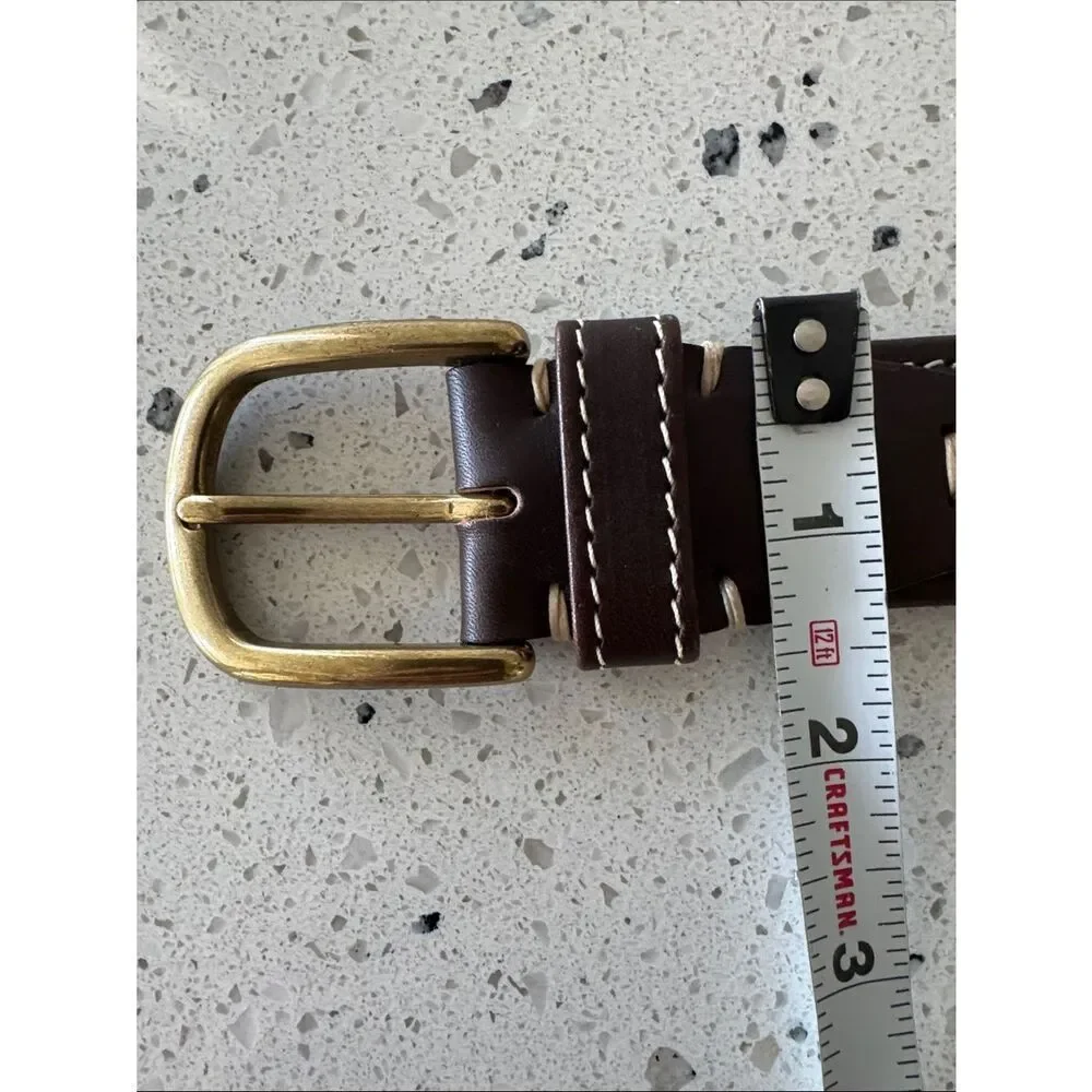 L.L. BEAN Genuine Leather Brown Belt Solid Brass Buckle Classic Men’s Size 40